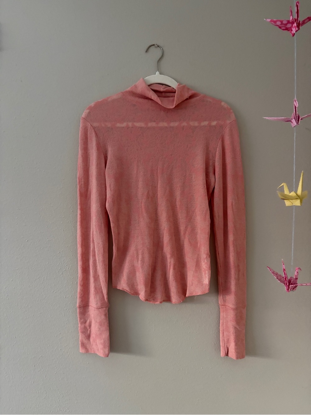 Free People Coral Pink Long Sleeve Lightweight Tee
